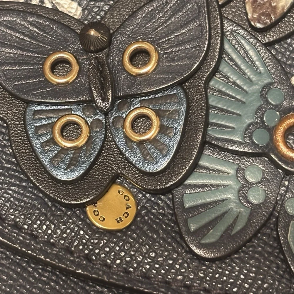 COACH Tilly Butterfly Leather Top Handle Shoulder Crossbody Bag Midnight READ